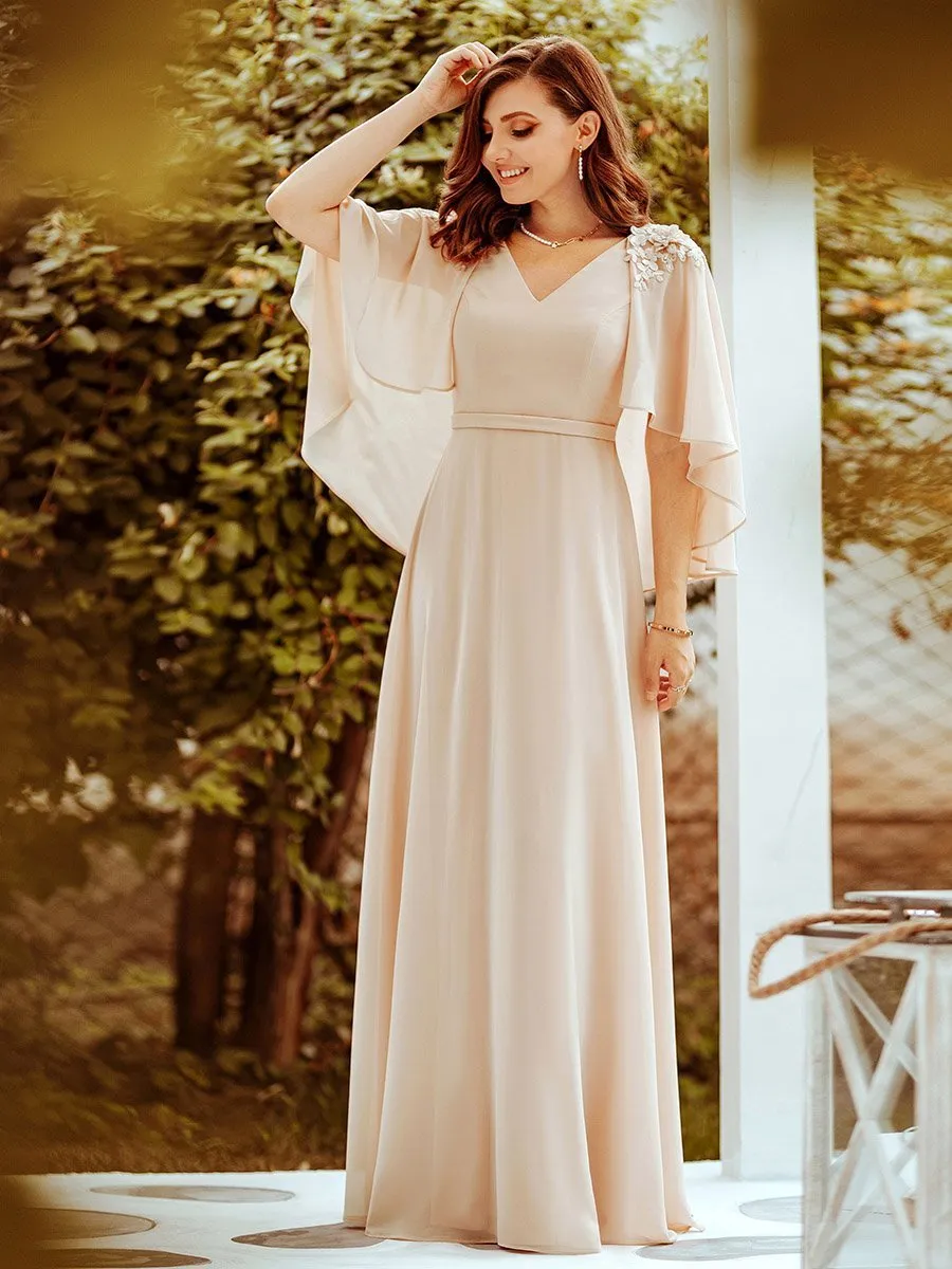 Women's V Neck Chiffon Bridesmaid Dresses with Wraps