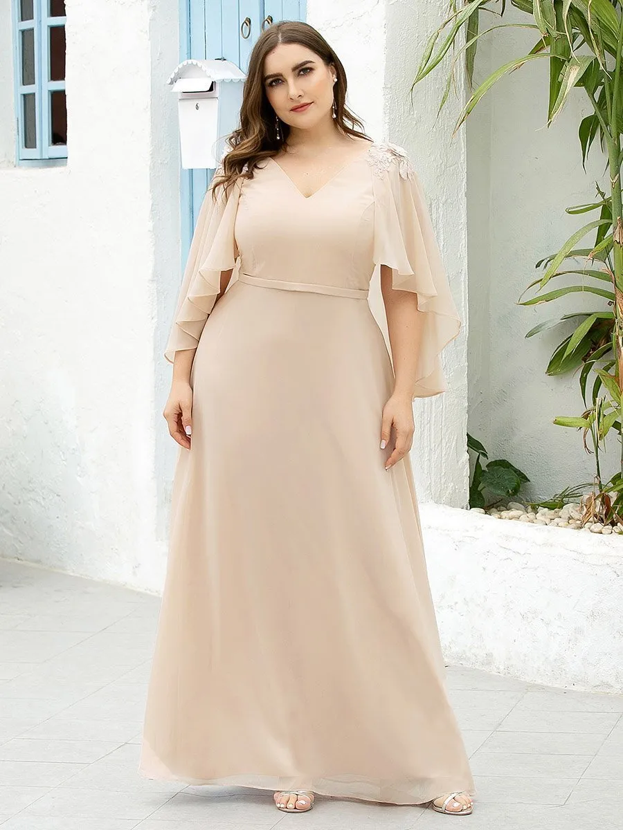 Women's V Neck Chiffon Bridesmaid Dresses with Wraps