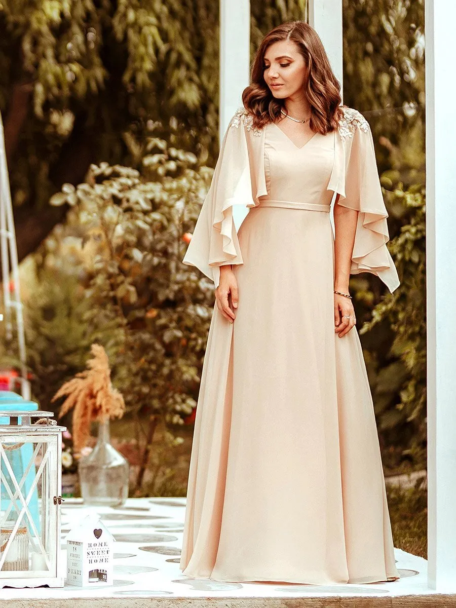 Women's V Neck Chiffon Bridesmaid Dresses with Wraps