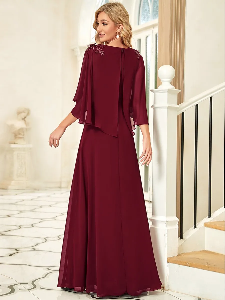 Women's V Neck Chiffon Bridesmaid Dresses with Wraps