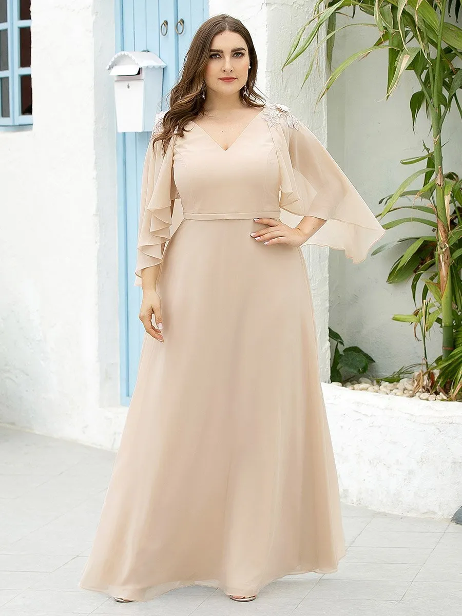 Women's V Neck Chiffon Bridesmaid Dresses with Wraps